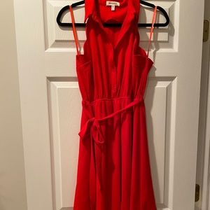 Red dress with scallop detail